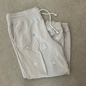 Embroidered nude sweatpants joggers